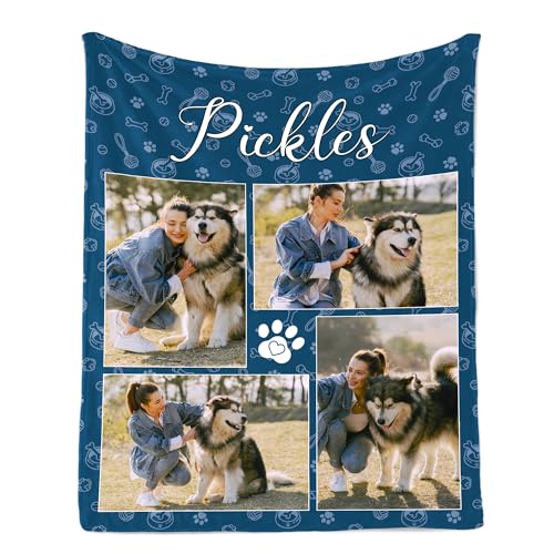 Ship Next Day, Personalized Dog Memorial Gifts, Custom Pet Blanket with Picture Name, Customized Pet Memorial Blanket with Photos, Loss of Pet Sympathy Gift, Dog Passing Away Bereavement Gifts - color: Dog Blanket 4