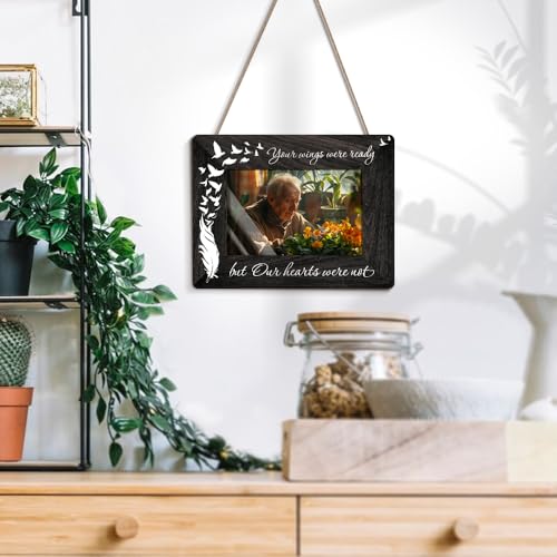 Your Wings Were Ready But My Heart Was Not Photo Frame, Memorial Pictures Frame, Sympathy Gifts For Loss Of Loved One (4x6 photo) - color: Black