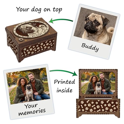 Boxer Dog Custom Memorial Music Box | Voice Recording or Favorite Song, Memory Box, Photo Image Print Inside