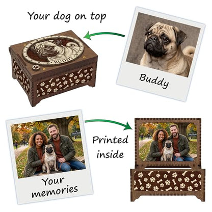 Boxer Dog Custom Memorial Music Box | Voice Recording or Favorite Song, Memory Box, Photo Image Print Inside