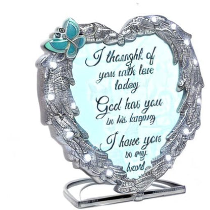 Sympathy Memorial Candle Holder – Angel Wings Heart Design – “I Thought of You with Love Today” – Bereavement Gift for Loss of Loved One – Remembrance Tealight Holder – 4" x 4"