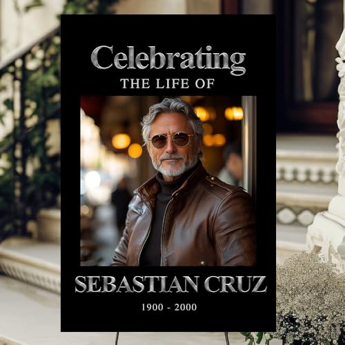 Custom Funeral Welcome Yard Sign, Personalized Memorial Sign with Photo, Celebration of Life Decor, In Loving Memory Sign, Black Minimal Theme for Funeral - color: Memorial 6
