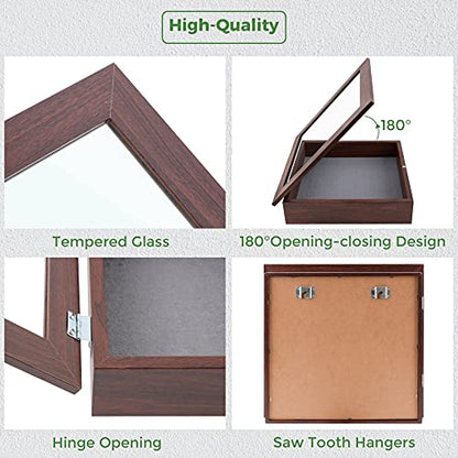 Frametory 11x11 Shadow Box Frame Display Case, 2-inch Depth (Walnut) - color: Walnut, size: 11x11(1 Set)
