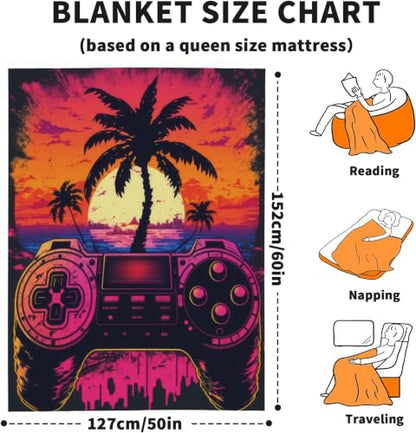 Gaming Fleece Throw Blanket, Purple Game Flannel Blankets for Couch 50"×60" - color: Gaming