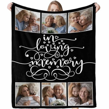 LOSARON Custom Memorial Blanket with Pictures for Loss of Loved Mom Dad Grandma Grandpa in Heaven,Remembrance Gift of Departed Loved Ones - color: 6 Photo Collage-1