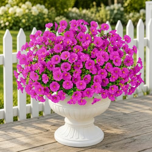 14 Bundles Artificial Flowers for Outdoors, Fake Outdoor Flowers(Fuchsia) - color: Fuchsia, size: 14 Bundles
