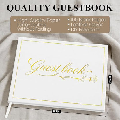 Leesgel Wedding Vow Books His and Hers with Guest Book & Table Sign Set - color: White & Black