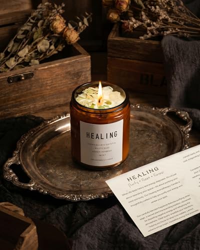Healing Energy Candle, Negative Energy Cleansing,Soy Aromatherapy, Handmade Crystal Candle for Soothing.(Healing) - style: Healing