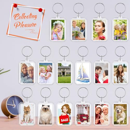 Junkin 150 Pack Acrylic Photo Keychains Clear Personalized Picture Frame Keychain Holder Blank Photo Insert Keyring DIY Favor - style: Octagon