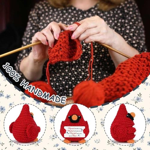 Cardinal Gifts for Women – My Mind Still Talks to You Handmade Crochet Cardinal, Memorial and Sympathy Gifts for Loss of Loved One, Bereavement Christmas Stocking Stuffers for Adults