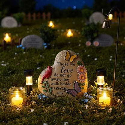 Memorial Garden Stone Cardinal Sympathy Gifts with Butterfly Flowers
