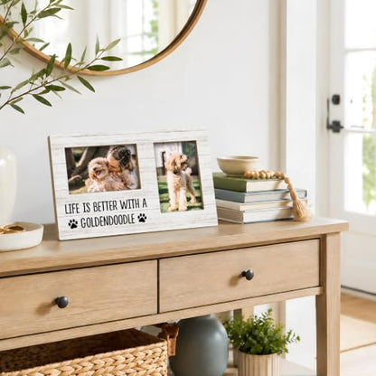 Goldendoodle Gifts Double Picture Frame 4x6, Dog Two Photo Frame - color: color-12