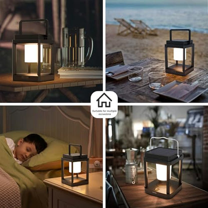 Outdoor Table Lamp, 3-Level Brightness LED Solar Table Lamp, Solar Lanterns Outdoor Waterproof Hanging for Patio Walking Reading Camping