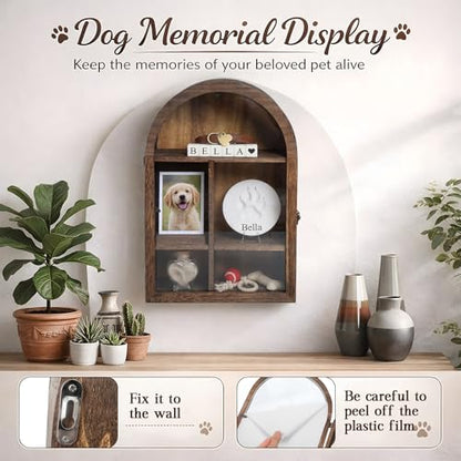 Threehoney Pet Memorial Shadow Box 10.8*16 Inch Solid Wood Shadow Box with Shelves Keepsakes for Deceased Pets Dogs and Cats Remembrance Loss Sympathy Gift Tabletop Wall Hanging(Carbonization Black)