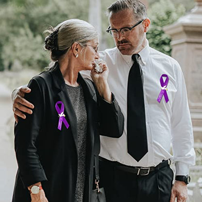 Geosar 100 Pcs Dove Funeral Memorial Ribbons Pins Memorial Service Respect Funeral Personalized Ribbon Bow with Safety Pins and White Dove for Mourning Mental Health Awareness Month Gifts(Purple) - color: Purple, style: Pigeon