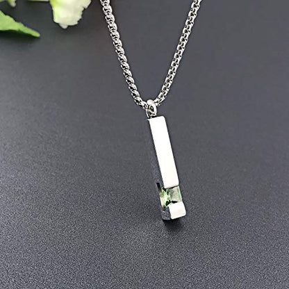 YOUFENG Urn Necklaces for Ashes Birthstone Cube Urns for Human Ashes Memorial Cremation Urn Locket Keepsake Ashes Jewelry - style: Silver - August
