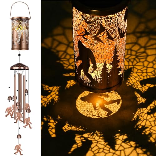 Retisee Bigfoot Solar Wind Chimes Outdoor Metal Sasquatch Gifts Solar Light for Holiday Lawn Porch Patio Garden Yard - style: Bigfoot