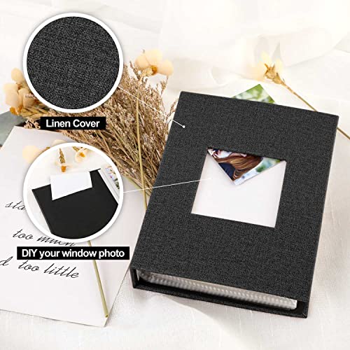 Ywlake Photo Album 4x6 100 Pockets 2 Packs, Small Mini Capacity Linen Photo Album Bulk Sets, Each Pack Holds 100 Top Loader Vertical Only Picture for Kids Boy Girls Black - color: Black, size: 100 Pockets/2PK