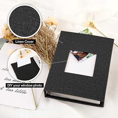 Ywlake Photo Album 4x6 100 Pockets 2 Packs, Small Mini Capacity Linen Photo Album Bulk Sets, Each Pack Holds 100 Top Loader Vertical Only Picture for Kids Boy Girls Black - color: Black, size: 100 Pockets/2PK