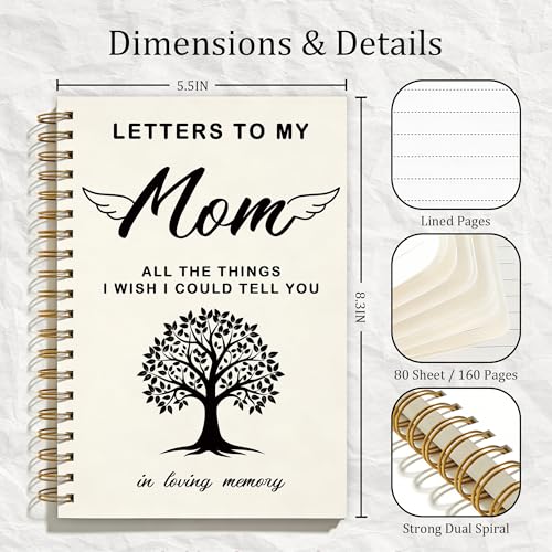 FTKBGHY Memorial Gifts for Loss of Mom Grief Journal Notebook, Sympathy Notebooks Gifts for Loss of Mother, Remembrance Bereavement Gift, Letters to My Mom Journal, 5.5x8.3 Inch - color: Colour-1