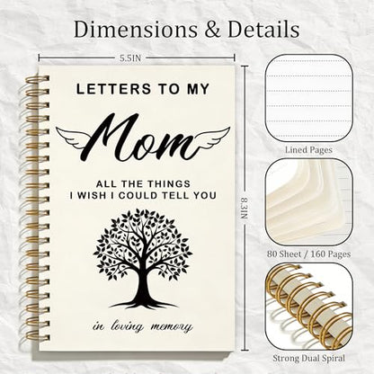 FTKBGHY Memorial Gifts for Loss of Mom Grief Journal Notebook, Sympathy Notebooks Gifts for Loss of Mother, Remembrance Bereavement Gift, Letters to My Mom Journal, 5.5x8.3 Inch - color: Colour-1