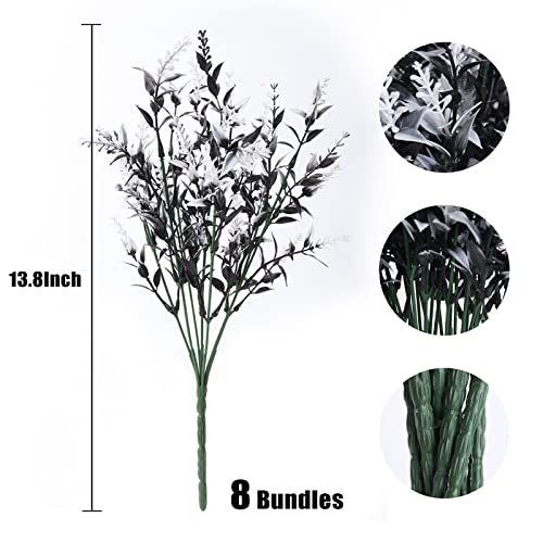 RECUTMS 8 Bundle Artificial Black Flowers Outdoor UV Resistant Fake Flowers - color: Black+white, size: 8 Bundles