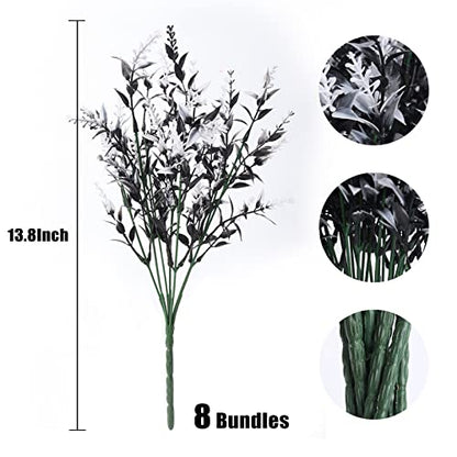RECUTMS 8 Bundle Artificial Black Flowers Outdoor UV Resistant Fake Flowers - color: Black+white, size: 8 Bundles