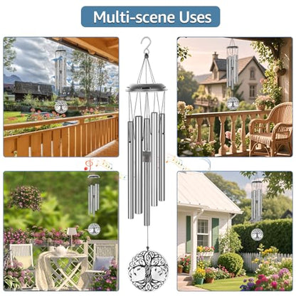 Sympathy Wind Chimes for Loss of Loved One, 39" Memorial Windchimes Outdoor - size: 39“-Silver