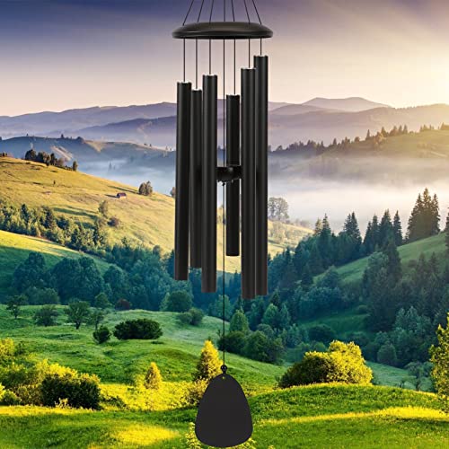 FSVGYY 32" Large Aluminum Wind Chimes for Outside, Deep Tone Garden Decor - color: Black, size: Luxury 32"