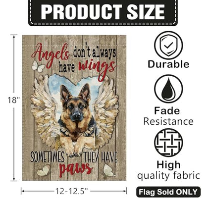 Dyrenson Memorial German Shepherd Dog Garden Flag, Angels Don't Always Have - color: German Shepherd Dog, size: 12" x 18"