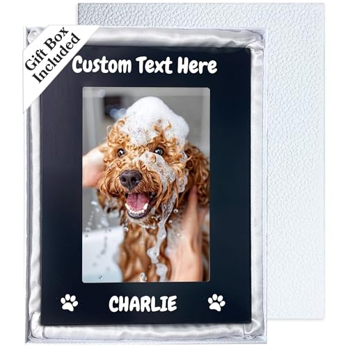 Personalized Dog Picture Frame with Gift Box, 4x6 Aluminum Cat Photo Frame - color: Aluminum Frame, size: Portrait 4X6