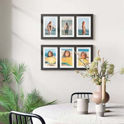 DUENPY 5x7 Collage Frame Holds 3 4x6 Photos Black - color: Black, size: 8x16.6 (4x6 or 5x7 opening)