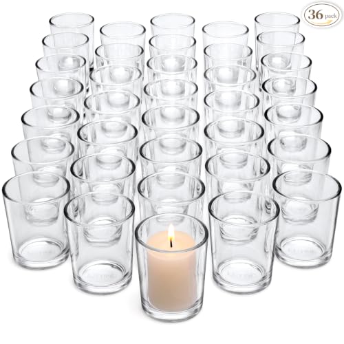 Letine 36-Pack Votive Candle Holders - Clear Glass Tea Light Holders - Glass Floating Candle Holder Bulk for Wedding Centerpieces, Home Table Decor, Proposal, Christmas & Summer Parties