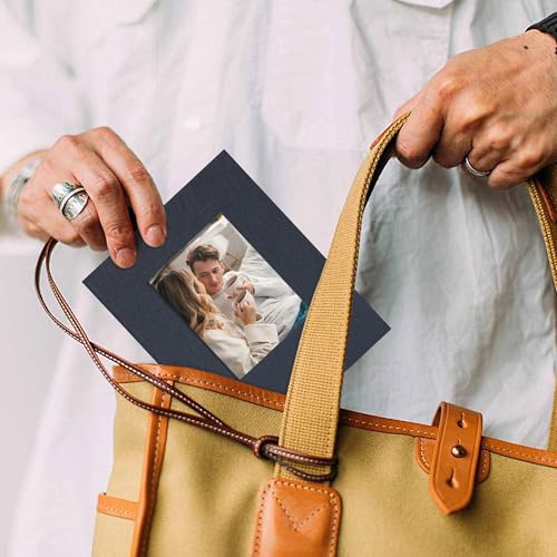 Small 4x6 Photo Album 24 Pockets Linen Cover Gray Blue - color: Gray Blue, size: 24 Pockets