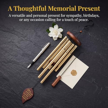 Wind Chimes for Outside, 32" Wooden Sympathy Wind Chimes Memorial Wind Chime for Loss of Loved One Mother Father, Sympathy Gift Home Decor Outdoor Garden Patio