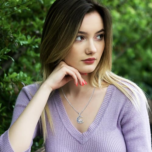 Sterling Silver Tree of Life Necklace for Women Oval Family Tree Necklace Abalone Shell Moonstone Pendant Mother Day Necklace for Mom Tree of Life Jewelry - style: Tree of Life-Mushroom-Moss Agate