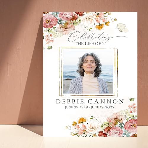 Custom Funeral Welcome Sign with Photo, Memorial Yard Sign, Celebration of Life Welcome Board, Personalized Remembrance Sign for Funeral Service - CCTC12 - color: Background #12