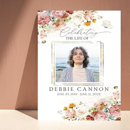 Custom Funeral Welcome Sign with Photo, Memorial Yard Sign, Celebration of Life Welcome Board, Personalized Remembrance Sign for Funeral Service - CCTC12 - color: Background #12