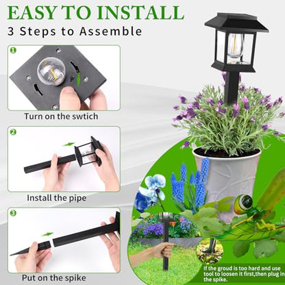 Greluna Solar Lights Outdoor,12 Pack 3000K Waterproof Auto On/Off Solar Pathway Lights for Your Garden, Landscape, Path, Yard, Patio, Driveway,Walkway Decor