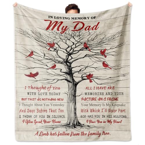 Memorial Gifts for Loss of Dad, Bereavement Gifts Blanket 60"x50", Loss of Father Sympathy Gift, Bereavement Gifts for Loss of Father, in Memory of Dad, Condolences Gift, Remembrance Gift