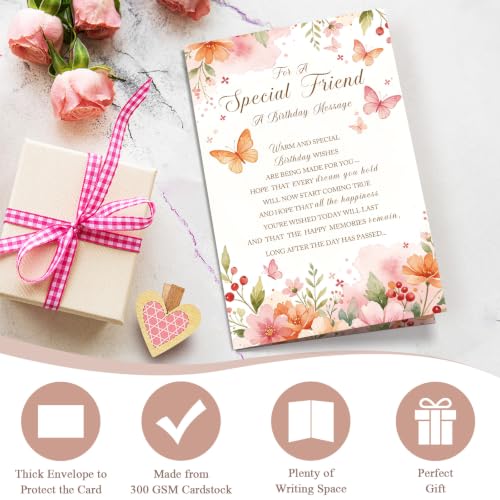 Heartfelt Birthday Card for Friend, Happy Birthday Card for Best Friend Bestie, Sentimental Friends Bday Cards Gift for Him Her - color: Friend Birthday