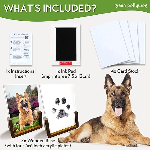 Green Pollywog Wood Base Paw Print Frame Kit with Ink Pad, Set of 2 - size: Wood Base Paw Print Frame Kit