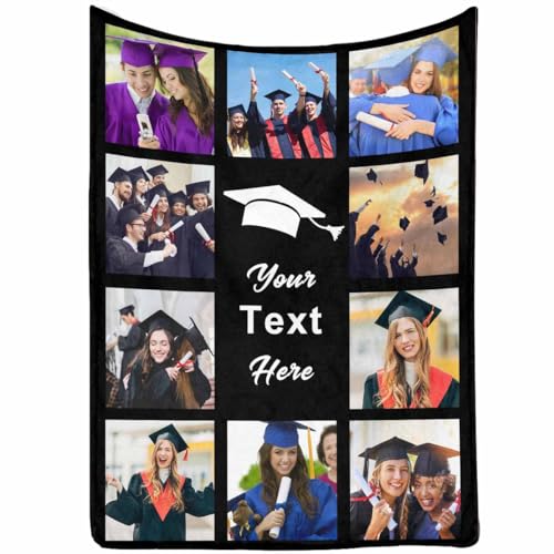 Custom Graduation Blanket with Photos Class of 2025 Graduates Personalized Blanket Graduation Gift Customized Blankets, Throw Blanket for Daughter Son Granddaughter Grandson on Graduation Day - color: Graduation 10 Photos-1