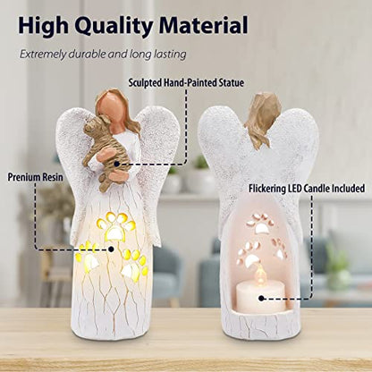 BEARAE Loss of Dog Sympathy Gift, Dog Memorial Gifts, Pet Loss Candle Holder Figurine Statue, Dogs Passing Away Remembrance Gifts, Puppy Angel Figurine Bereavement for Pet Owners - color: White #1