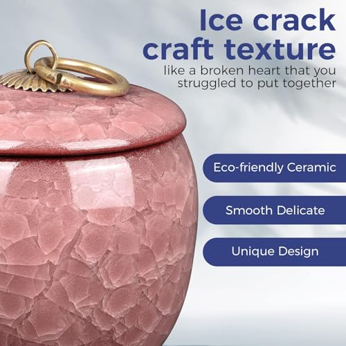 Small Urns for Human Ashes Keepsake, Ceramic Ice Crack Memorial Keepsake Cremation Urns Token Urns Mini Sharing Funeral Urns with Black Premium Box,Purple - color: Purple