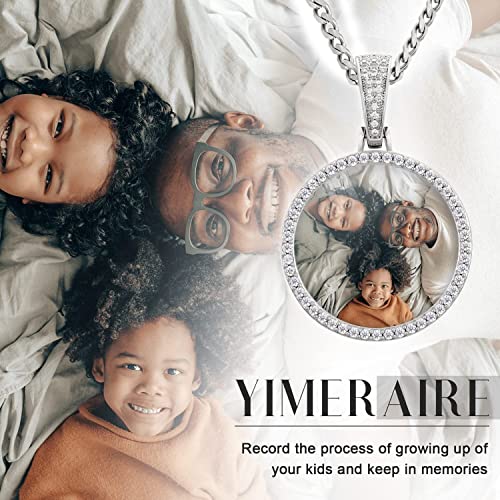 YIMERAIRE Customized Picture Necklace Personalized Circle Chain - color: 01 Circle Pendant(Silver)+Cuban Chain 0171]