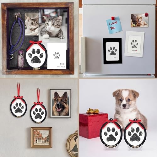 AmazingSpark 2 Sets Paw Print Kit for Dogs Inkless Pawprint Keepsake Kit Cat Pawprints Personalization Tool Keepsake Frame Double Sided Paw Print Ornament