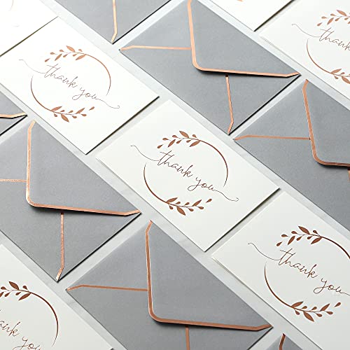 Winoo Design Heavy Duty Thank You Cards with Envelopes - 36 PK - Gold Thank You Notes 4x6 Inches Baby Shower Cards Wedding Small Business Graduation Funeral Bridal Shower (Rose Gold) - style: Rose Gold