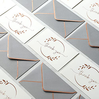 Winoo Design Heavy Duty Thank You Cards with Envelopes - 36 PK - Gold Thank You Notes 4x6 Inches Baby Shower Cards Wedding Small Business Graduation Funeral Bridal Shower (Rose Gold) - style: Rose Gold