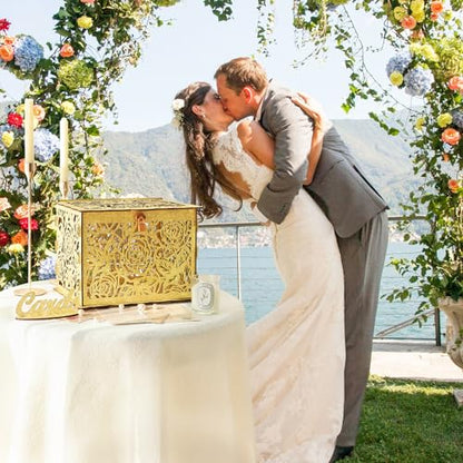 Glittery Gold Wedding Card Boxes for Reception, Gift Card Box for Wedding - color: Gold